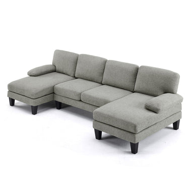 U-shaped Convertible Sectional Sofa with 2 Short Chaise Lounges