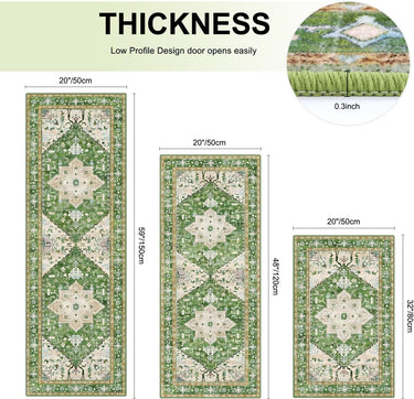 Boho Washable Kitchen Rugs Sets of 3