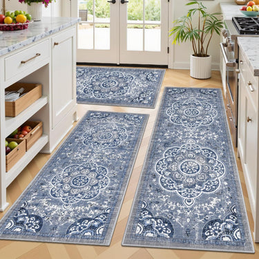 Boho Kitchen Rugs Sets 3 Piece with Runner Floral Kitchen Floor Mat
