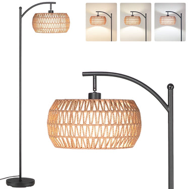 63'' Dimmable Arc Rattan Floor Lamp