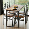 5 Piece Metal and Wood Modern Dinning Table Furniture Set for 4