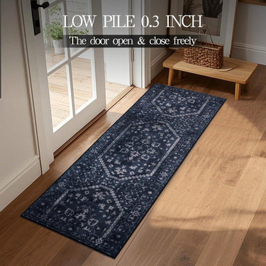 Kitchen Rug Sets of 3 Navy Boho Washable Non Slip Kitchen Mats for
