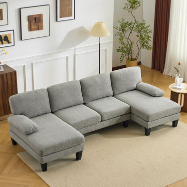 U-shaped Convertible Sectional Sofa with 2 Short Chaise Lounges