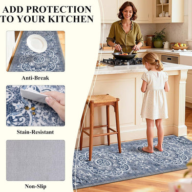 Boho Kitchen Rugs Sets 3 Piece with Runner Floral Kitchen Floor Mat