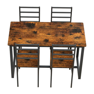5 Piece Metal and Wood Modern Dinning Table Furniture Set for 4