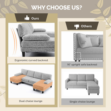 U-shaped Sectional Sofa with 2 Short Chaise Lounges