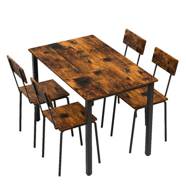 5 Piece Metal and Wood Modern Dinning Table Furniture Set for 4