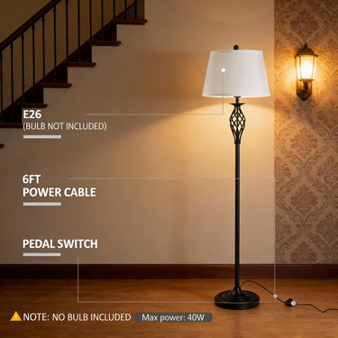 3 Piece Table Floor Lamp Set with Metal Pole