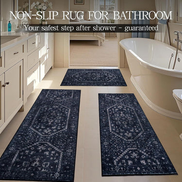 Kitchen Rug Sets of 3 Navy Boho Washable Non Slip Kitchen Mats for