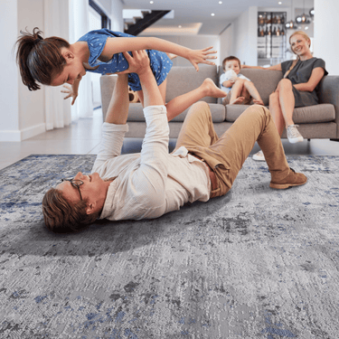Marfi Collection 2x8 Silver / Blue / Abstract Runner Rug
