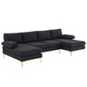 280*130*85 U-shaped 4-seat Linen Seat Frame Wooden Frame Back Iron