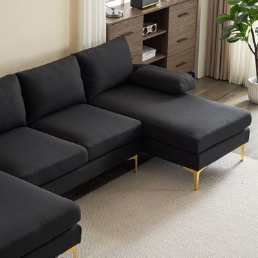 280*130*85 U-shaped 4-seat Linen Seat Frame Wooden Frame Back Iron