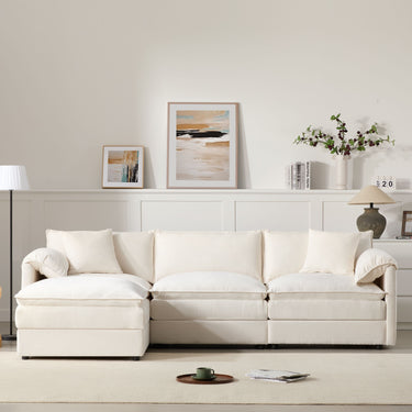 [video]103" Chenille Modular Sectional Sofa with Deep and Wide Seat