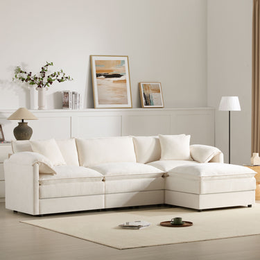 [video]103" Chenille Modular Sectional Sofa with Deep and Wide Seat