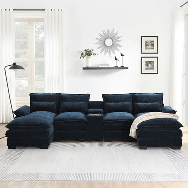 123*55"modern U-shaped Sectional Sofa with Console