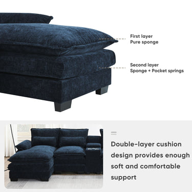 123*55"modern U-shaped Sectional Sofa with Console