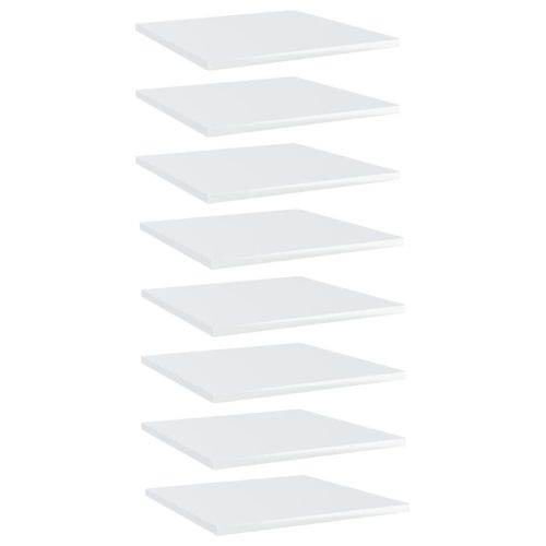 Bookshelf Boards 8 pcs High Gloss White 15.7"x15.7"x0.6" Engineered Wood