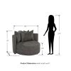 BOBBY Round Seating Upholstered Living Room Chair, Grey