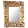 Hand Carved Mirror Brown 19.7"x19.7" Solid Mango Wood