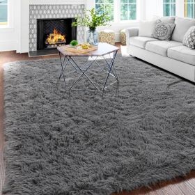 Grass Green Area Rug for Bedroom,4'X6',Fluffy Shag for Living Room,Furry Carpet for Kids Room,Shaggy Throw Rug for Nursery (Color: Grey, size: 5x7 Feet)