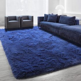 Grass Green Area Rug for Bedroom,4'X6',Fluffy Shag for Living Room,Furry Carpet for Kids Room,Shaggy Throw Rug for Nursery (Color: Navy blue, size: 8x10 Feet)