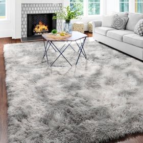 Grass Green Area Rug for Bedroom,4'X6',Fluffy Shag for Living Room,Furry Carpet for Kids Room,Shaggy Throw Rug for Nursery (Color: Tie-dyed Light Grey, size: 6x9 Feet)
