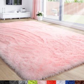 Grass Green Area Rug for Bedroom,4'X6',Fluffy Shag for Living Room,Furry Carpet for Kids Room,Shaggy Throw Rug for Nursery (Color: Pink, size: 5x8 Feet)